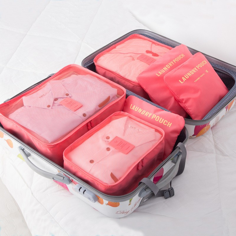 韓版旅行用行李收納袋套裝衣物整理內衣收納包六件套(ST815005502)